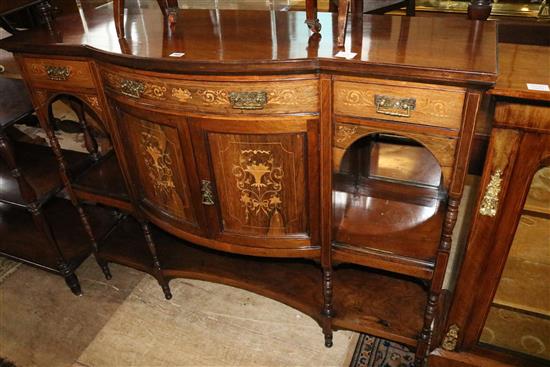 Mid Victorian marquetry inlaid rosewood side cabinet (lacking mirrored superstructure)